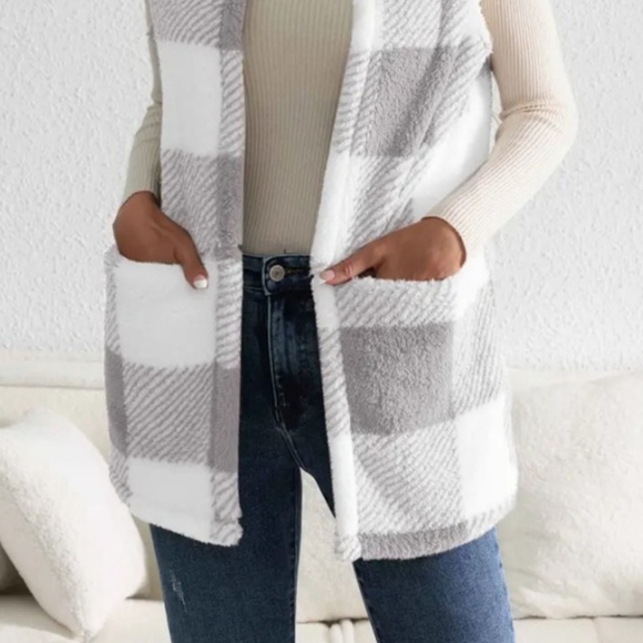 Ivy Sherpa Vest Coat - Gray - Picture 6 of 7